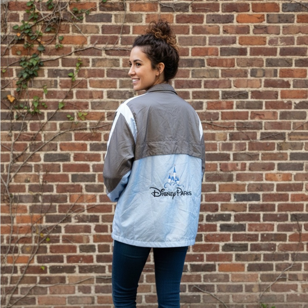 Disney Parks Windbreaker Pullover Gray Blue Half Zip Unisex Adult Size XS - Picture 2 of 9